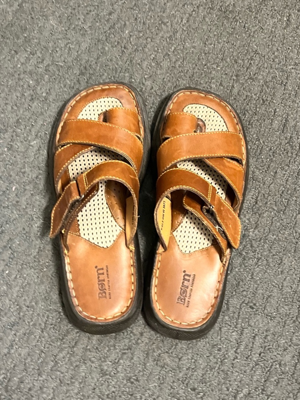 Born Brown Leather Adjustable Sandals